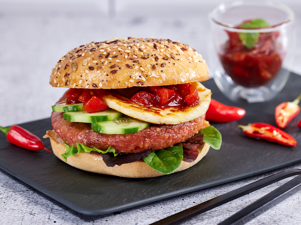 Veggiecus Burger mit Halloumi